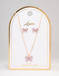 Rose Gold Bow Diamante Jewellery Set - link has visual effect only