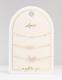 Rose Gold Pretty Butterfly Bracelets 3-Pack - link has visual effect only