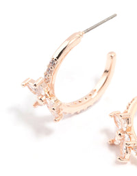 Rose Gold Diamante Flower Hoop Earrings - link has visual effect only