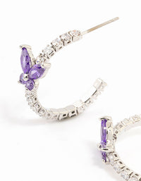 Diamante Silver Cupchain Butterfly Hoop Earrings - link has visual effect only