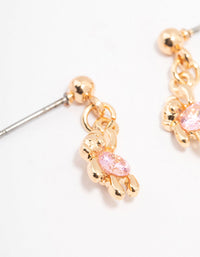 Gold Cubic Zirconia Hanging Teddy Bear Earrings - link has visual effect only