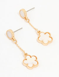 Gold Clover Flower Drop Earrings - link has visual effect only