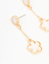 Gold Clover Flower Drop Earrings - link has visual effect only