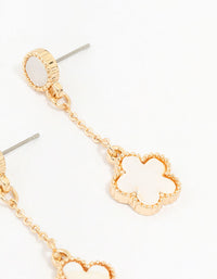 Gold Clover Flower Drop Earrings - link has visual effect only