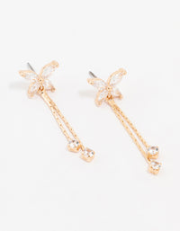 Gold Cubic Zirconia Butterfly Drop Earrings - link has visual effect only