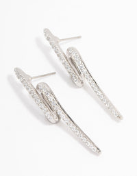 Silver Diamante Lightning Bolt Drop Earrings - link has visual effect only