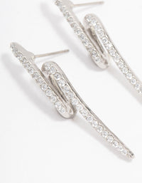 Silver Diamante Lightning Bolt Drop Earrings - link has visual effect only