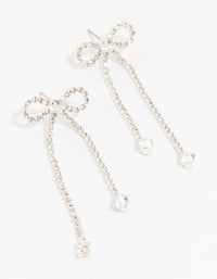 Rhodium Diamante Cupchain Bow Drop Earrings - link has visual effect only