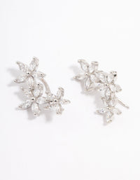 Silver Cubic Zirconia Graduating Flower Stud Earrings - link has visual effect only