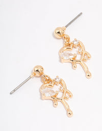 Gold Diamante Molten Heart Earrings - link has visual effect only