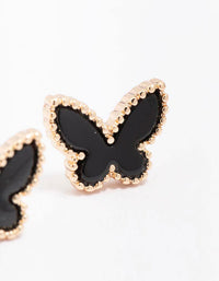 Gold Butterfly Charm Stud Earrings - link has visual effect only