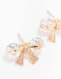 Gold Diamante Bow Stud Earrings - link has visual effect only