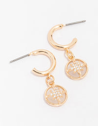 Gold Diamante Round Star Huggie Hoop Earrings - link has visual effect only