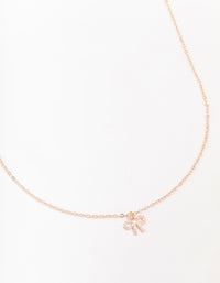 Rose Gold Cubic Zirconia Diamante Bow Pendant Necklace - link has visual effect only