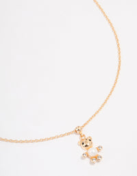 Gold Pearl & Diamante Teddy Bear Necklace - link has visual effect only