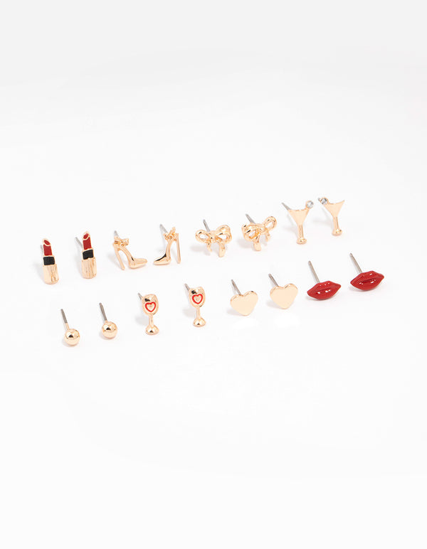 Gold Girls Night Out Earrings 8-Pack