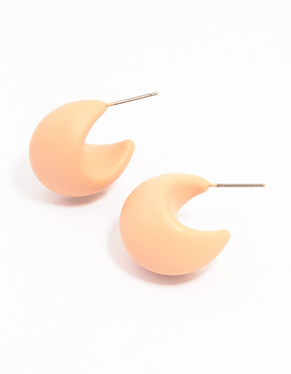 Orange Acrylic Marble Chubby C Hoop Earrings