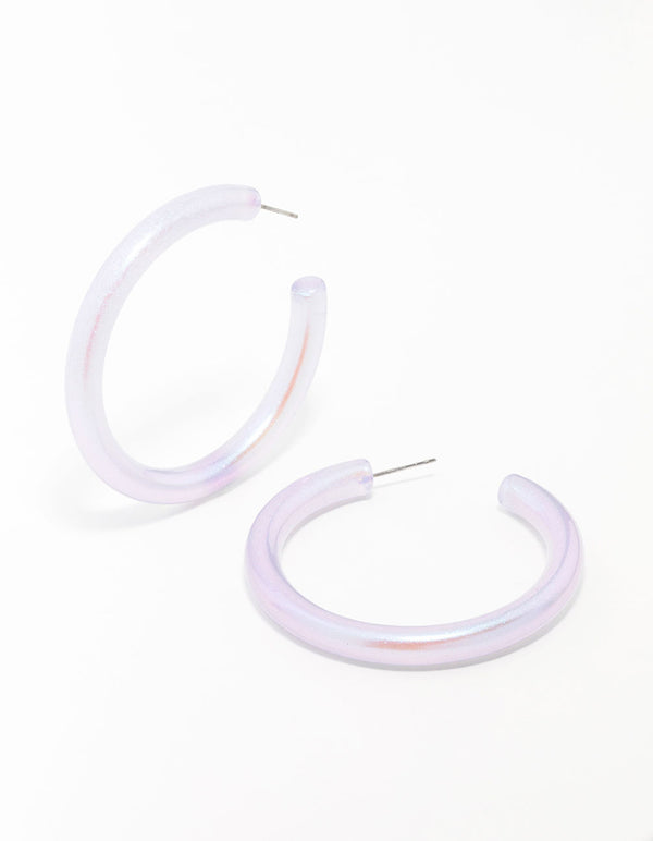 Pastel Purple Large Skinny Hoop Earrings