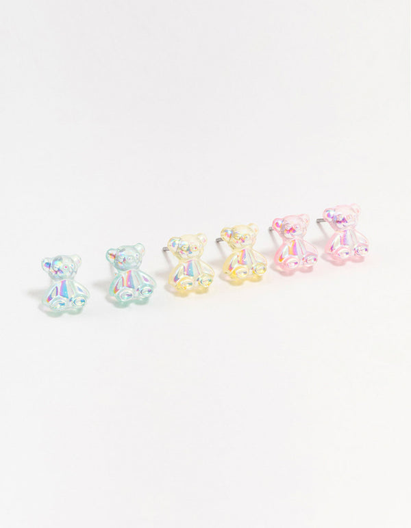 Holographic Teddy Stud Earrings 3-Pack