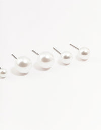 Beaded Multi Size Pearl Stud Earrings 3-Pack - link has visual effect only