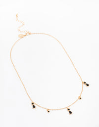 Gold Pear Black Droplet Necklace - link has visual effect only