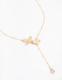 Gold Double Butterfly Y-Necklace - link has visual effect only