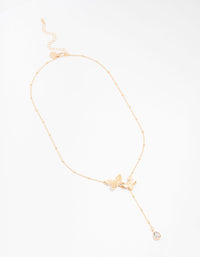 Gold Double Butterfly Y-Necklace - link has visual effect only