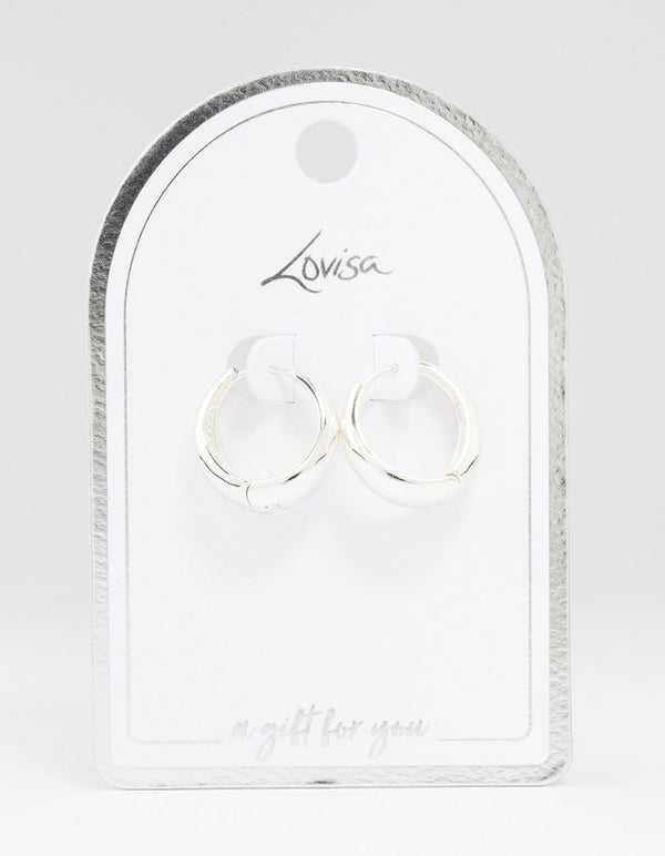Silver Plated Large Chunky Classic Hoop Earrings