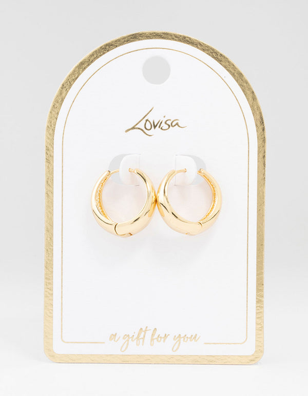 Large Gold Plated Chunky Classic Hoop Earrings