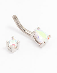 Titanium Small Rounded Pear Belly Button Piercing - link has visual effect only