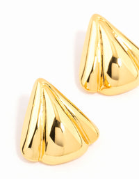 Waterproof Gold Plated Stainless Steel Fan Triangle Stud Earrings - link has visual effect only