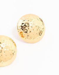 Waterproof Gold Plated Stainless Steel Textured Round Stud Earrings - link has visual effect only