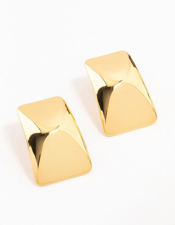 Waterproof Gold Plated Stainless Steel Rectangle Stud Earrings