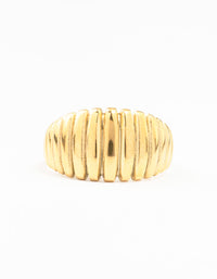 Waterproof Gold Plated Stainless Steel Croissant Cocktail Ring - link has visual effect only