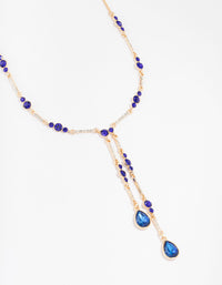 Gold Plated Multi Diamante Y Necklace - link has visual effect only