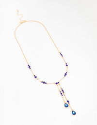 Gold Plated Multi Diamante Y Necklace - link has visual effect only