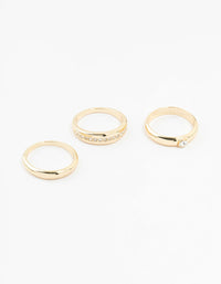 Gold Plated Cubic Zirconia Chunky Rings 3-Pack - link has visual effect only