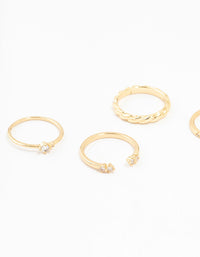 Gold Plated Diamante Dainty Rings 5-Pack - link has visual effect only