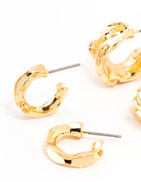 Gold Plated Molten Thick & Thin Hoop Earrings 2-Pack - link has visual effect only