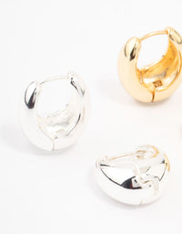 Gold Plated & Silver Plated Gradual Huggie Earrings 2-Pack - link has visual effect only