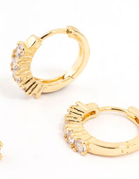 Gold Plated Cubic Zirconia Stud & Small Hoop Earrings 2-Pack - link has visual effect only