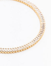 Gold Plated Cubic Zirconia Baguette Tennis Bangle - link has visual effect only