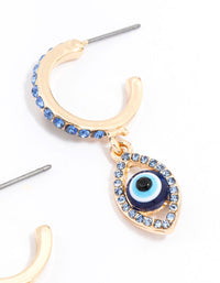 Gold Evil Eye Diamante Drop Earrings - link has visual effect only