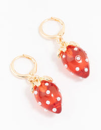 Gold Pearl Strawberry Hoop Earrings - link has visual effect only