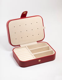 Red Faux Leather  Rectangular Jewellery Case - link has visual effect only