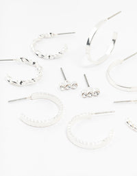 Silver Diamante & Pearl Hoop Earrings 8-Pack - link has visual effect only