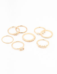 Fine Gold Diamante Ring Pack 8 - link has visual effect only