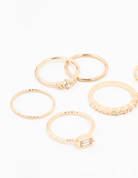 Fine Gold Diamante Ring Pack 8 - link has visual effect only