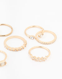 Fine Gold Diamante Ring Pack 8 - link has visual effect only