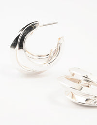 Silver Pointed 3 Layered Hoop Earrings - link has visual effect only